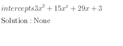 The intercepts of 3x^3+15x^x+29x+3 is None